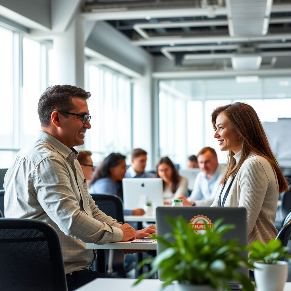 Çeşitli yaş ve etnik kökenden çalışanların bir arada çalıştığı modern ofis ortamı